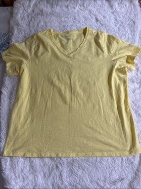 LADIES TALBOTS YELLOW V NECK T SHIRT 2X